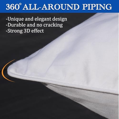 White Pillow Cases Queen Size 100% Cotton with Zipper, Set of 4, 20x30