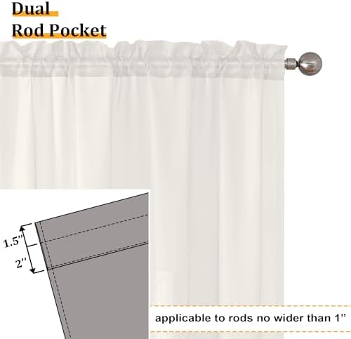 Aiyufeng 108 Inch Ivory Sheer Window Curtains for Farmhouse, Rod