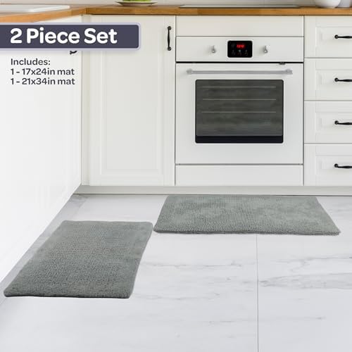 Bathroom Rugs - 2-Piece 2500GSM Cotton Bath Mat Set - Reversible Rugs