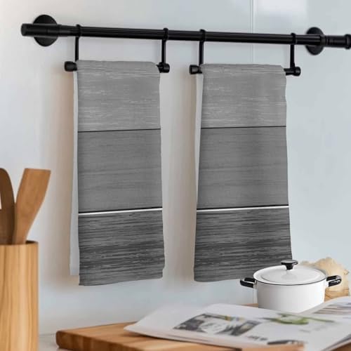 Kitchen Towels Dish Cloths 4 Pack 18x28in,Country Gray Ombre Stripe