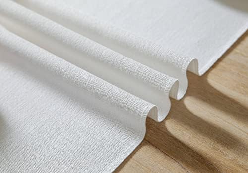 ZeeMart White Table Runners 90 Inches Long, Burlap Linen Style Rustic