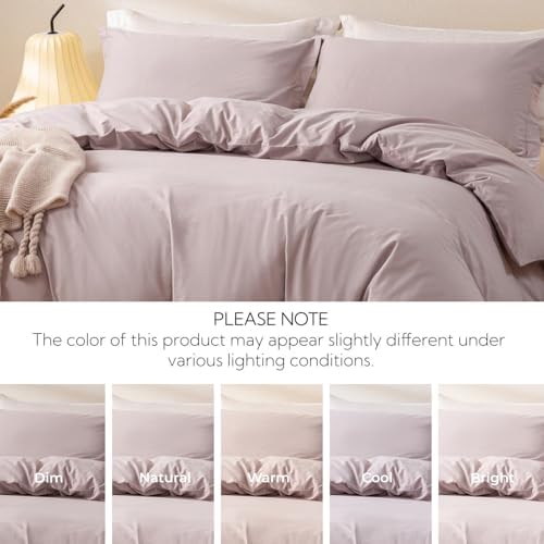 OAITE Duvet Cover Set 100% Washed Cotton Solid 3pcs