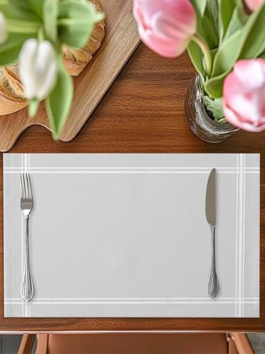 Placemats Set of 8 for Dining Table, Solid Color Light Gray Washable