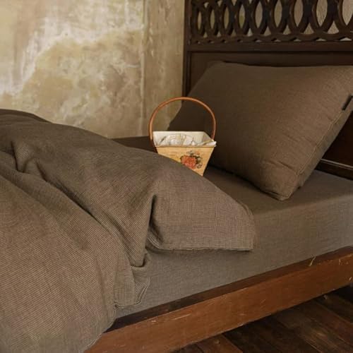 NSNLGSGC 100% Muslin Cotton Tan Houndstooth Queen Size Duvet Cover