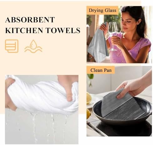 Kitchen Towels Dish Cloths 4 Pack 18x28in,Rustic Farmhouse Plank Gray