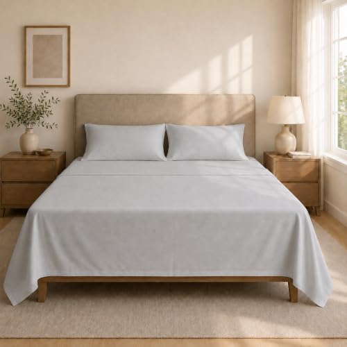 USSG HOMEBEDDING Full XL Flat Sheet Only, 100% Cotton Flat Sheet, 1000