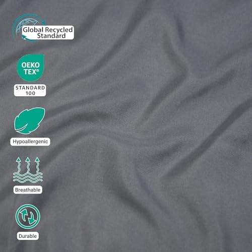 ZPECC King Flat Sheets Only Dark Gray 1 Pack, Color-Coded Hem Threads