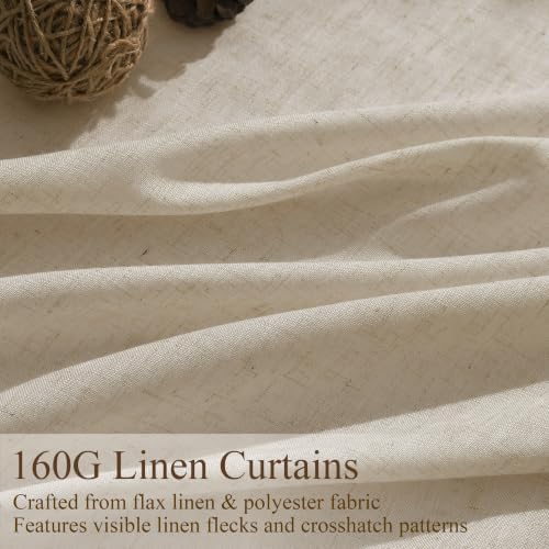 Naturoom Linen Curtains 96 Inch Long 8ft for Living Room Burlywood 2