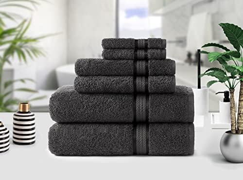 COTTON CRAFT Ultra Soft 6 Piece Towel Set - 100% Cotton Towels