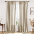 Guken Linen Curtains 96 Inch for Living Room Rod Pocket Taupe