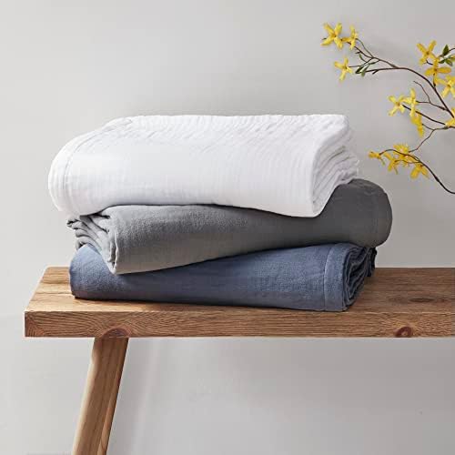 Madison Park Gauze Cotton King Blanket Lightweight for Summer, White