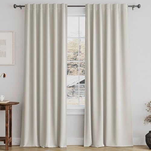 Turquoize Ivory Blackout Curtains 96 Inch Insulated Thermal White