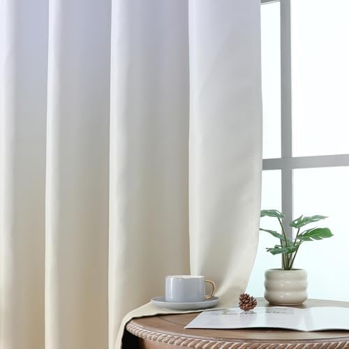 Ombre Beige and Greyish White Blackout Curtains for Bedroom 52x108 2