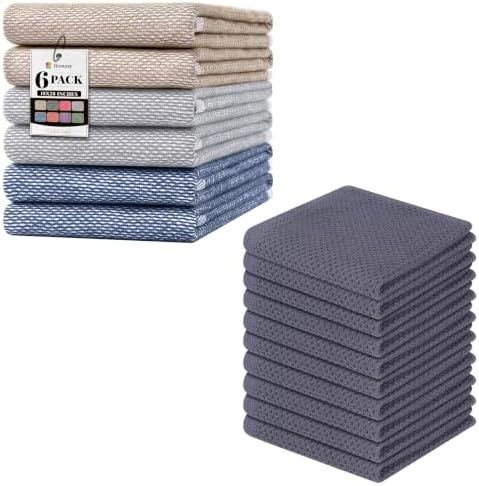Homaxy Premium Kitchen Towels 6 Pack18 x28, Large Cotton 380 GSM Dish