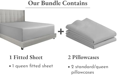 Bedding Bundle - Queen Fitted Sheet with 2 Pillowcases, 600 Thread