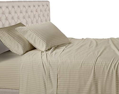 Royal Hotel Full Sheets Set, 600 Thread Count Cotton Stripe Sateen