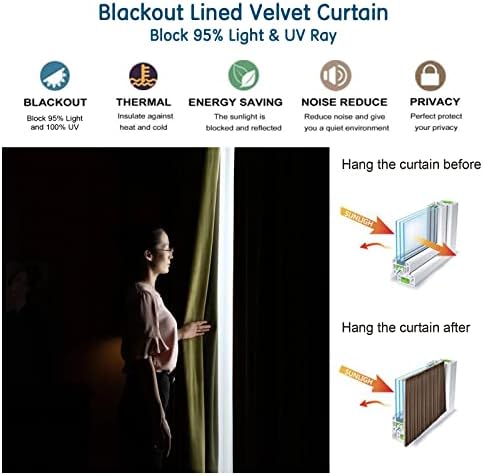 LETAU Pinch Pleated Lined Blackout Curtains 120 inches Long, Luxury