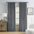 DUALIFE Full Blackout Pinch Pleated Curtains Dark Grey, Back Tab with