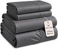 Luxury 4Pc King Size Sheets Set, 100% Cotton Sateen (Charcoal Grey)