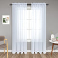 Pitalk White Sheer Curtains 96 Inches Long for Living Room 2 Panels