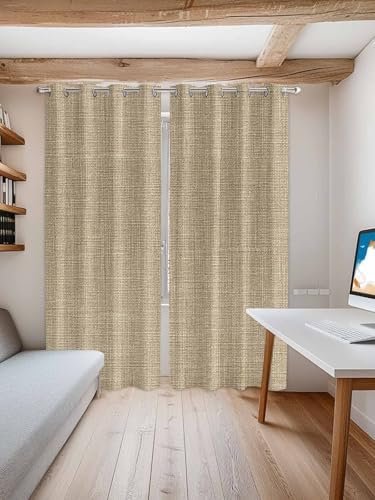 Brown Farmhouse Window Curtains 96 Inch Length, Vintage Country