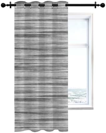 Gray Striped Curtains 63 inches Long for Living Room Bedroom Boho Ash