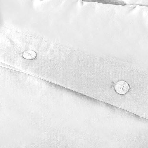 1 Piece Button Closure Duvet Cover Set with White Buttons, Soft & Easy