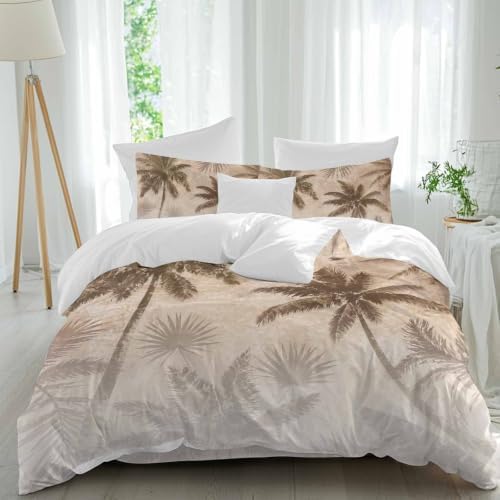 Palm Trees Duvet Cover Twin Size Bedding Set 4 Pieces, 1