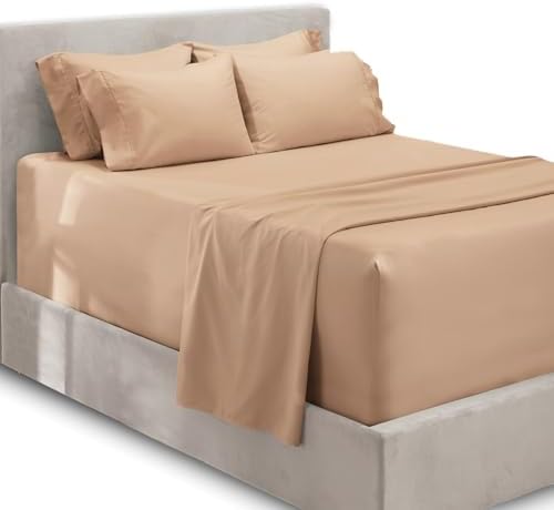 Hearth & Harbor Luxury Soft 6 Piece Bed Sheet Set Extra Deep Pocket