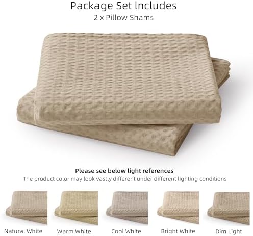 CHUFFED 100% Cotton Waffle Weave Pillowcases 2 Pack King Size, 20x36