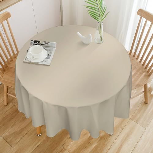 Round Tablecloth, Beige Solid Color Elegant Modern Table Cloth