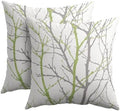 Sage Green Gray Tree Pillow Covers 18x18 Inch Grey Green Branch Print