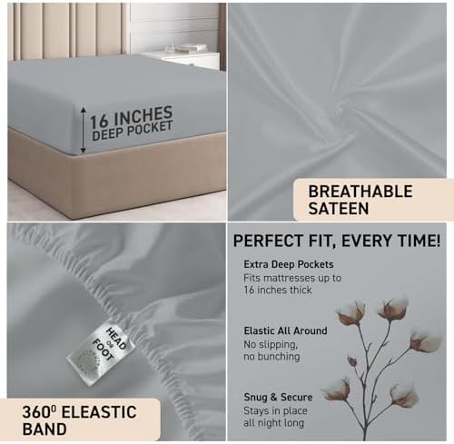 100% Egyptian Cotton Split King Sheet Set - 1000 Thread Count 7PC