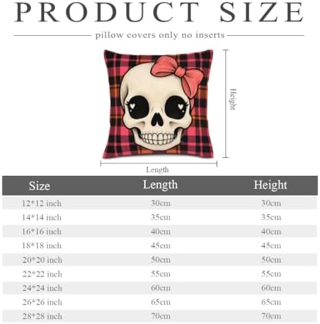Plaid Accent Pillow Covers 22x22 Inch Set of 2 Linen for Halloween