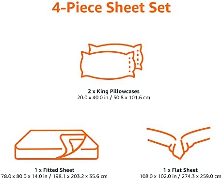 Amazon Basics 4 Piece Breathable 100% Cotton Jersey Bed Sheets Set