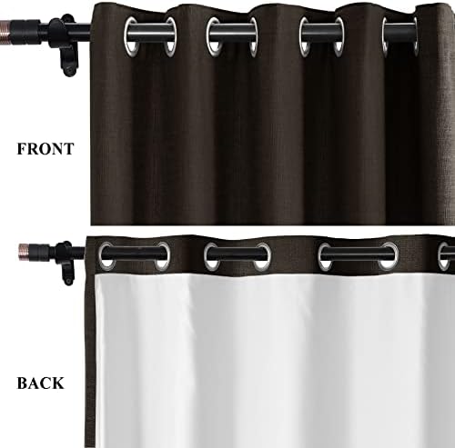 Fcosie 50 W x 120 L Inch Natural Linen Blended Curtains with Blackout