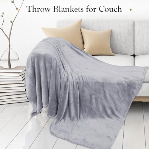 4 Pcs Fleece Throw Blanket Soft, Light Gray, Dark Gray, 50'' X 60''