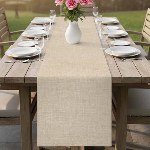 Vintage Cream Table Runner Farmhouse Retro Beige Solid Color Fall