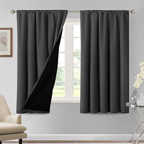 H.VERSAILTEX 100% Blackout Curtains for Bedroom 52"W x 63"L, Charcoal