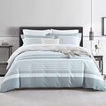 CozyDH Grey White Duvet Cover Set King Size, Modern Striped, 100%