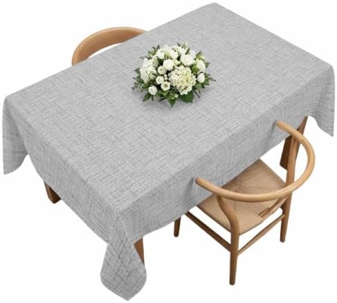 Grey Table Cloth, Rustic Farmhouse Solid Color Waterproof Tablecloth