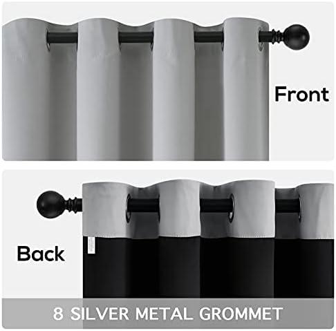 Yakamok Light Grey Blackout Curtains 63 inches Long for Bedroom, 52"