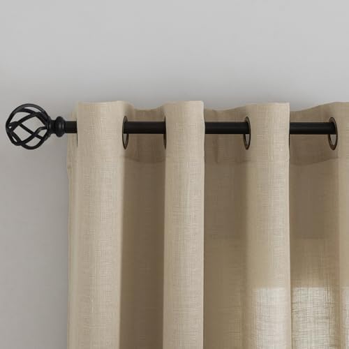 Khaki Brown Linen Curtains 108 Inches Long for Living Room Boho Semi