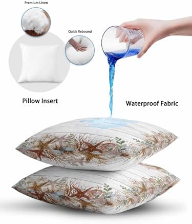 Outdoor Pillows Waterproof, Orange Coastal Starfish Bedding Throw
