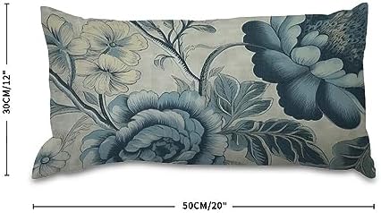 Asian Style Pillow Cover Spa On Flax Blue Chinoiserie Pillowcase