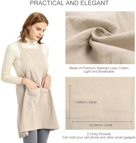 ELEZAY Aprons for Women with Pockets Plus Size Comfort Cross Back No