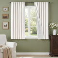 jinchan Linen Textured White Blackout Curtains Back Tab 63 Inches 2