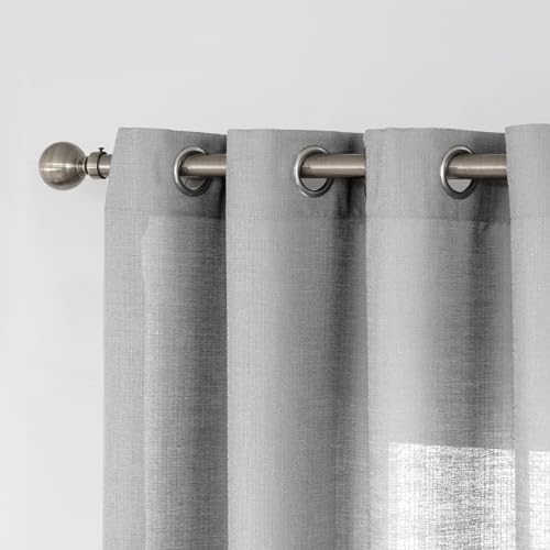 Melodieux Gray Semi Sheer Curtains 96 Inches Long for Living Room