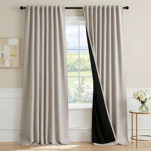 H.VERSAILTEX Oatmeal Blackout Curtains 96 Inch Long 2 Panels, Pumice