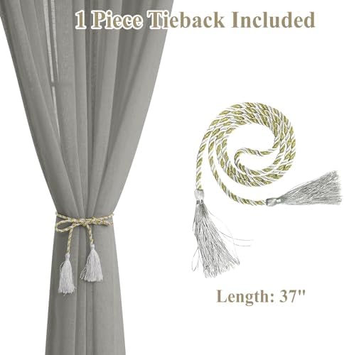 Frelement Linen Sheer Curtains for Living Room Bedroom Pinch Pleated